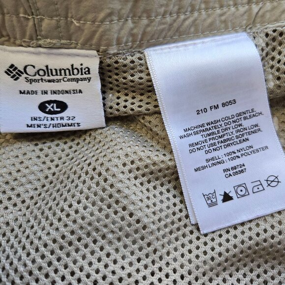 Columbia PFG Mens Fishing Cargo Pants Beige Nylon Zip-Off Legs Mesh Lined XL - Picture 8 of 9